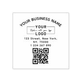 Square Custom Business Logo Qr Code & Address  Rubberstempel (Afrduk)