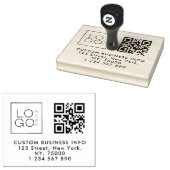 Square Custom Business Logo Qr-code & adres Rubberstempel (Gestempeld)