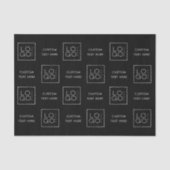 Square Custom Business Logo Text Black Achtergrond Tissuepapier (Voorkant)