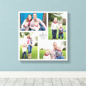Square Custom Family 4-Photo Canvas Afdruk (Insitu (Houten vloer))