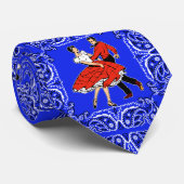 Square Dance Couple op Blue Bandana Print Stropdas (Opgerold)