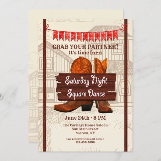 Square Dance Kaart (Voorkant / Achterkant)