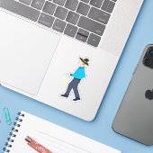 Square Dance Man Sticker (Laptop met iPhone)