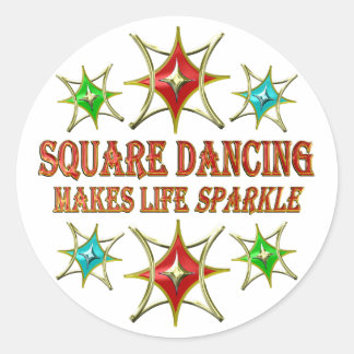 SQUARE DANCING FANCY STARS RONDE STICKER