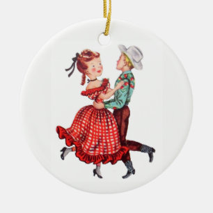 Square Dancing Keramisch Ornament