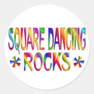 Square Dancing Rocks Ronde Sticker
