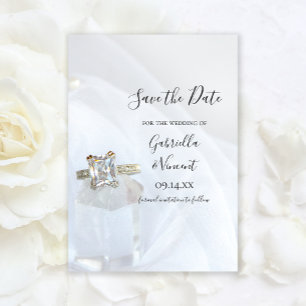 Square Diamond Ring Crystal Wedding Save the Date