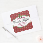 Square Dotty Christmas Snoep Buffet Sticker (Envelop)