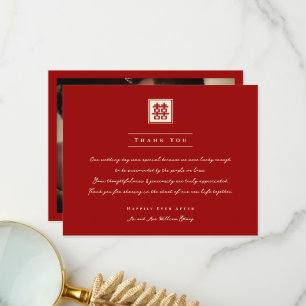 Square Double Happiness Classic Chinese Weddenscha Bedankkaart