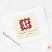Square Double Happiness Classic Chinese Weddenscha Vierkante Sticker (Envelop)
