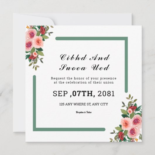 Square Double Sided Wedding Kaart (Voorkant)