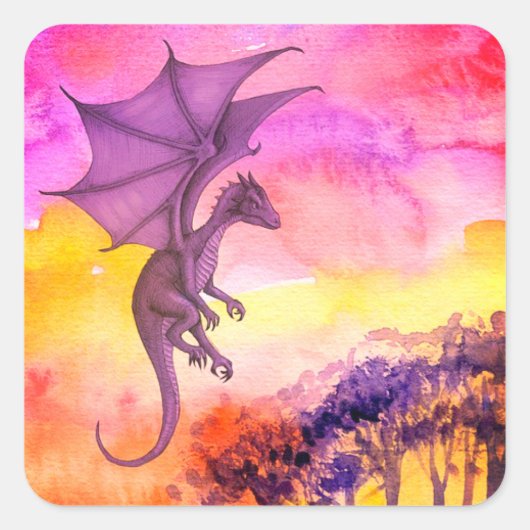 Square Dragon Sticker (Voorkant)