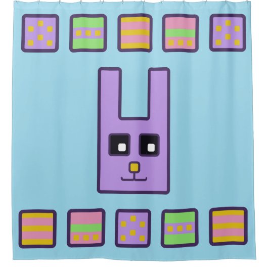Square Easter Bunny Shower Curtain Douchegordijn (Voorkant)