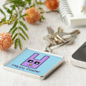 Square Easter Bunny Sleutelhanger (Zijkant)