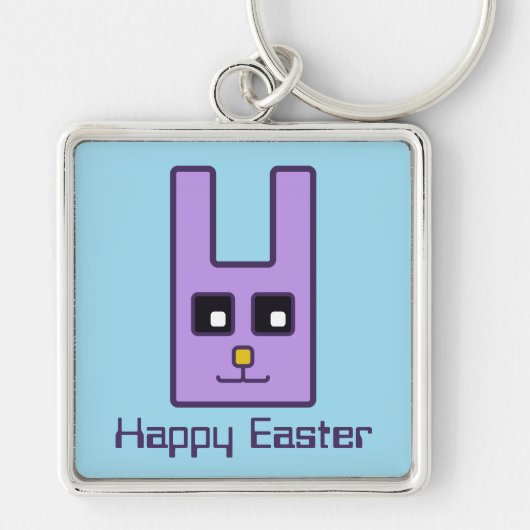 Square Easter Bunny Sleutelhanger (Voorkant)