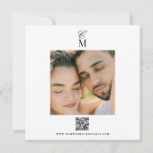 Square Elegant Script Monogram Save the Date Photo Aankondiging (Achterkant)
