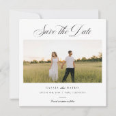 Square Elegant Script Monogram Save the Date Photo Aankondiging (Voorkant)