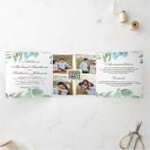 Square Eucalyptus Lijst QR Code Weddenschap Drieluik Uitnodiging (Binnen)