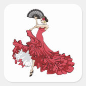Square Flamenco Dancer Stickers (Voorkant)