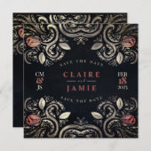 SQUARE FLAT INVITATION, 'Rustic Roos - Moulin Rou, Feestdagenkaart (Voorkant / Achterkant)