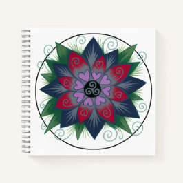 Square floral hearts mandala notebook notitieboek