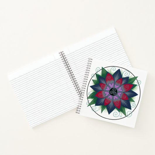 Square floral hearts mandala notebook notitieboek (Binnen)