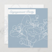 Square Floral Invitation (Diamond Blue) Kaart (Voorkant / Achterkant)