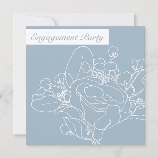 Square Floral Invitation (Diamond Blue) Kaart (Voorkant)