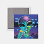 Square Fridge Magnet Alien neem me mee naar je fee Magneet (Voorkant / Achterkant)