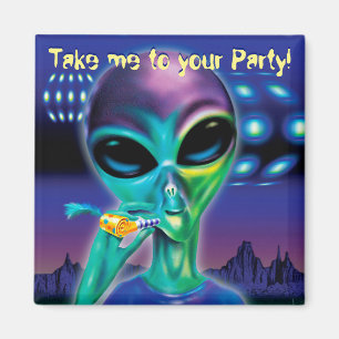 Square Fridge Magnet Alien neem me mee naar je fee Magneet