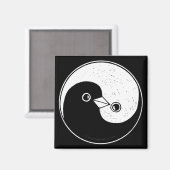 Square Fridge Magnet met YinYang-vredesduiken. Magneet (Voorkant / Achterkant)