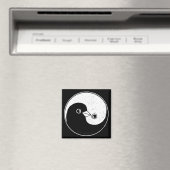 Square Fridge Magnet met YinYang-vredesduiken. Magneet (Insitu (Vaatwasser))