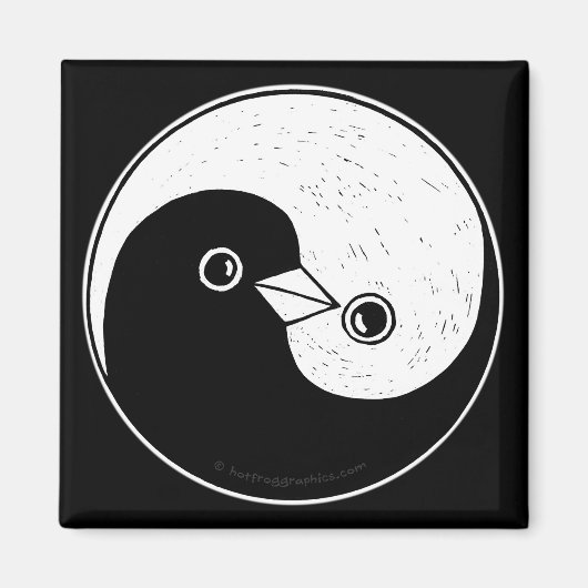 Square Fridge Magnet met YinYang-vredesduiken. Magneet (Voorkant)