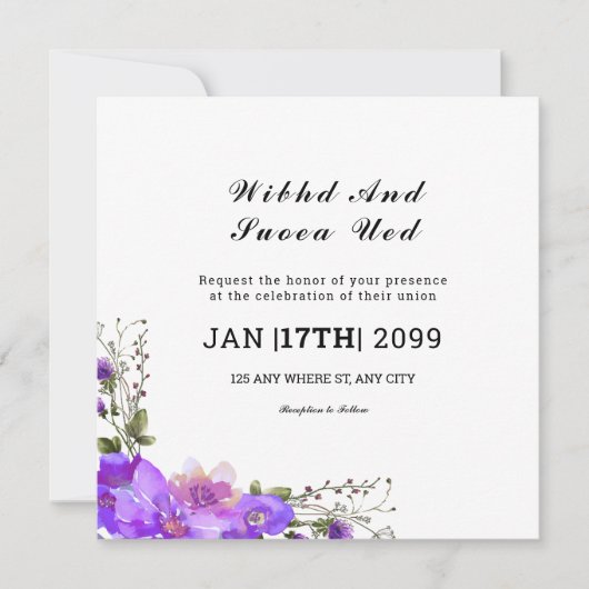 Square Gatefold Wedding Kaart (Voorkant)