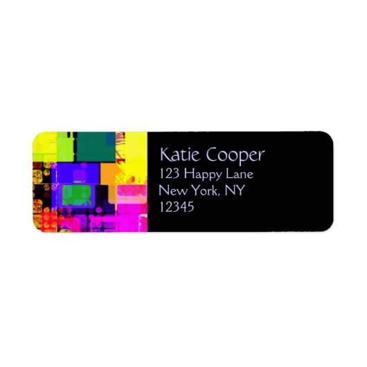 Square Geometric Multicolored Patter Etiket (Voorkant)