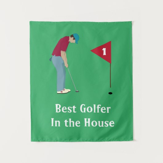 Square Golfer Putting Wandkleed (Voorkant)