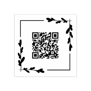 Square Greenery Lijst Uw QR-code Rubberstempel