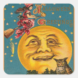 SQUARE HALLOWEEN STICKER MOON