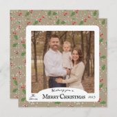 Square Holly Christmas Kaart (Voorkant / Achterkant)