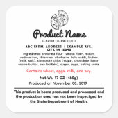 Square Indiana huisje voedsel wet labels (Voorkant)