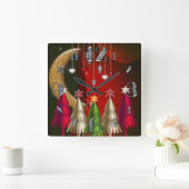 Square kerstbomen en Baubles Clock Vierkante Klok (Huis)