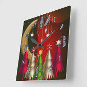 Square kerstbomen en Baubles Clock Vierkante Klok (Hoek)