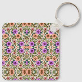 Square keychain showcasing a vibrant floral  (Achterkant)