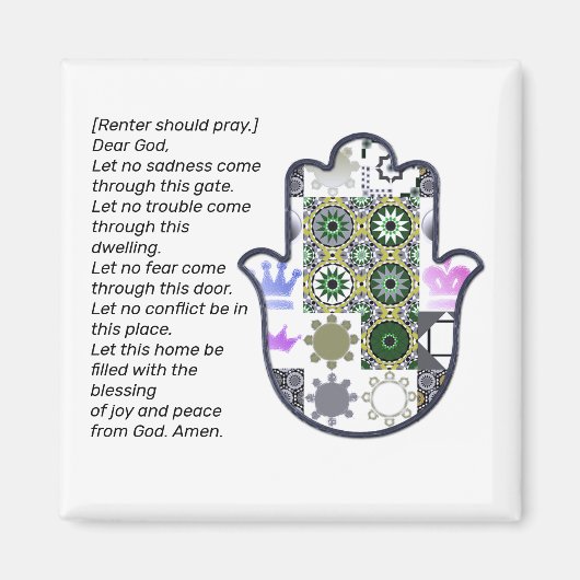 Square Khamsa Hand Magnet Renter Magneet (Voorkant)