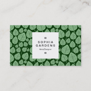 Square Label 03a - Leaf patroon 02 - Green Shades