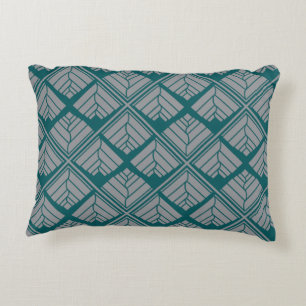 Square Leaf Pattern Blauwgroen Neutraal Accent Kussen