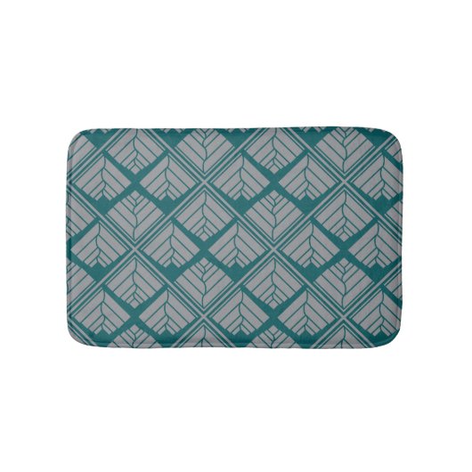 Square Leaf Pattern Blauwgroen Neutraal Badmat (Voorkant)