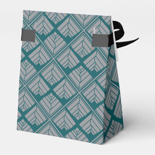 Square Leaf Pattern Blauwgroen Neutraal Bedankdoosjes (Achterkant)