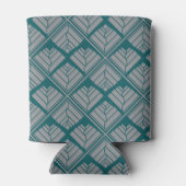 Square Leaf Pattern Blauwgroen Neutraal Blikjeskoeler (Achterkant)