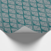 Square Leaf Pattern Blauwgroen Neutraal Cadeaupapier (Hoek)